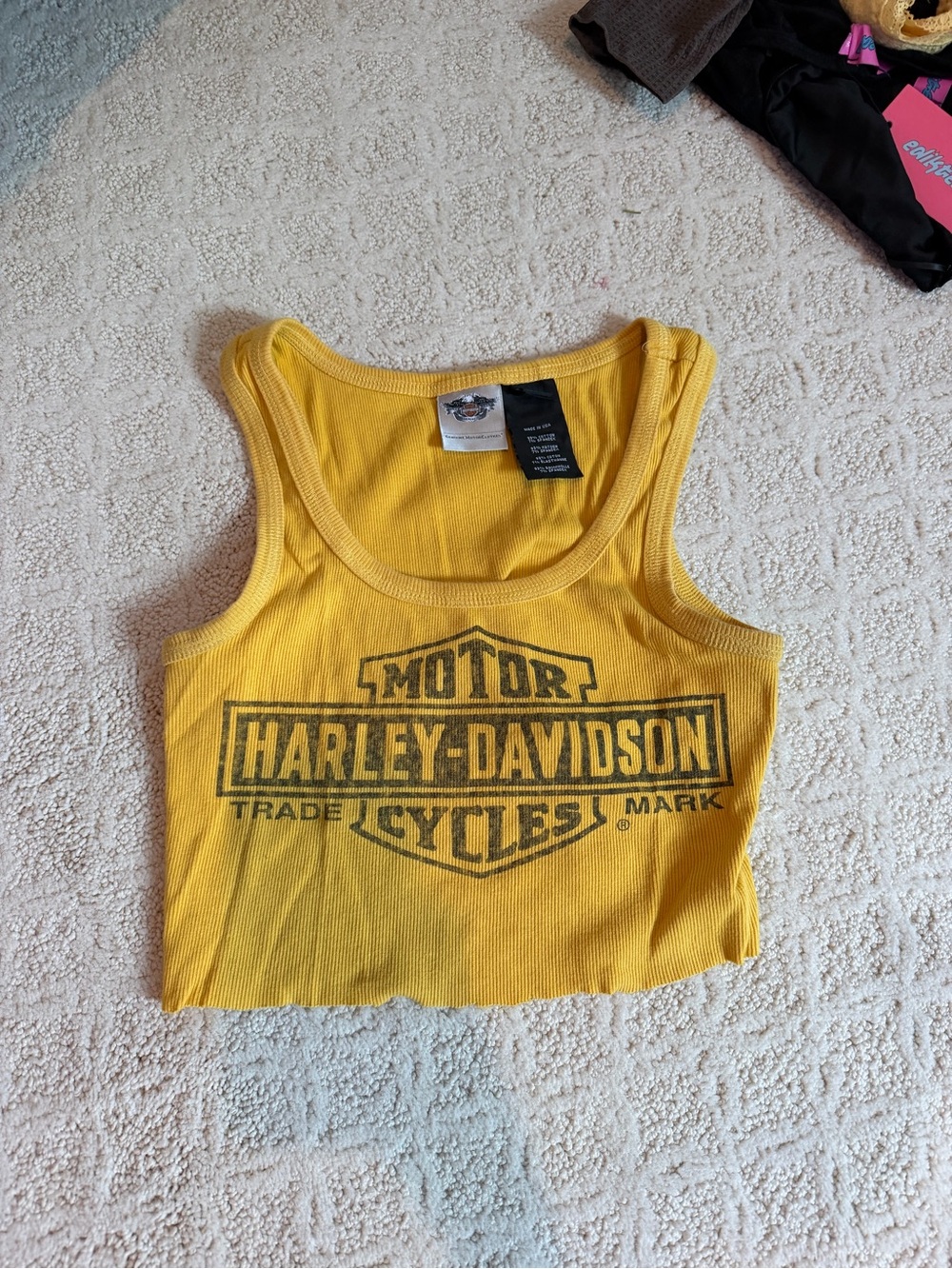 Harley-Davidson Yellow Ribbed Logo Crop Tank